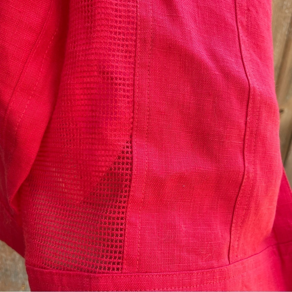 MULTIPLES Women’s Red Linen Open Front Lightweight Jacket Blazer Size Small - Picture 5 of 12
